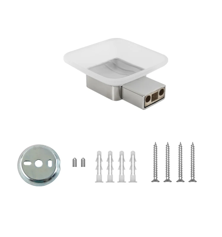 Wall Mounted Chrome Soap Holder Soap Dish for Bathroom &kitchen Stainless Steel Glass Hardware Modern Cup & Tumbler Holders