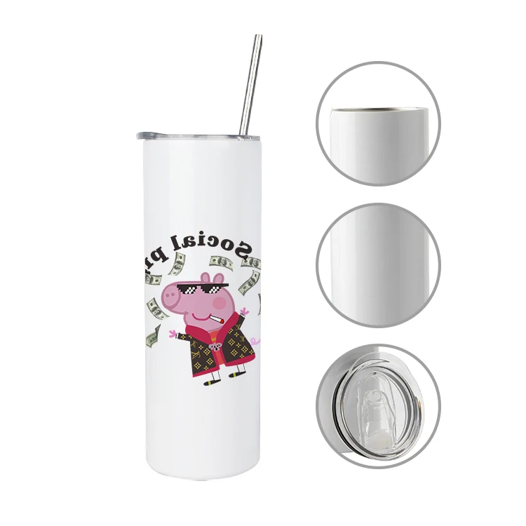 wholesale us warehouse tumbler plastic straw heat press blank 20 oz straight sublimation tumblers with lid and individual box