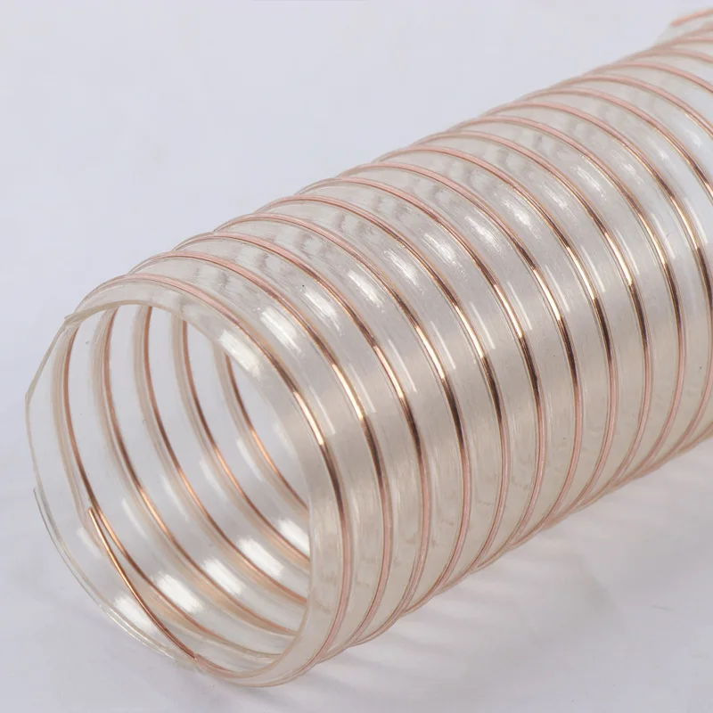 PU Copper Plated Steel Wire Hose Flexible Copper Coated Wire Hose For Transport Powder Exhaust
