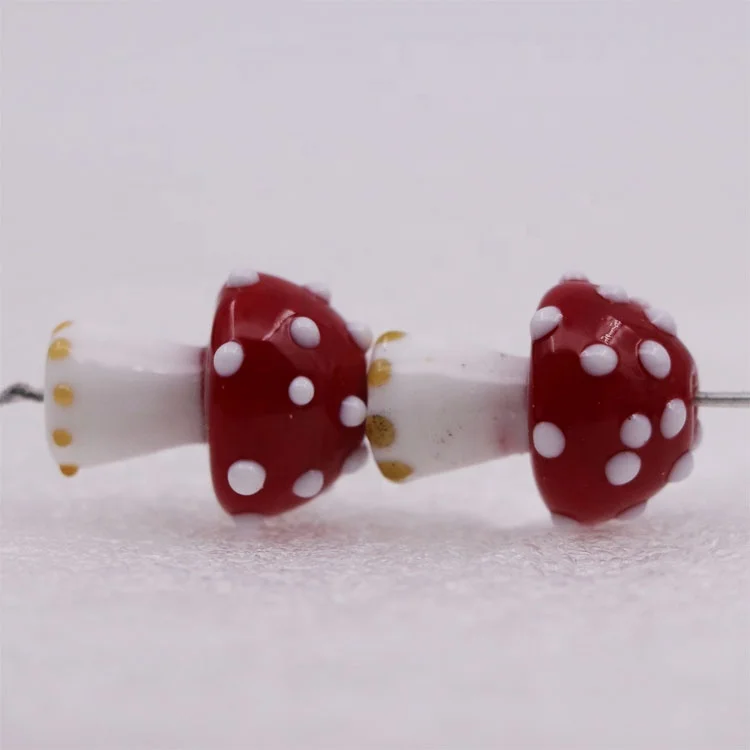 17*20mm Fancy Murano Art Glass Red Mushroom Beads with 2mm hole