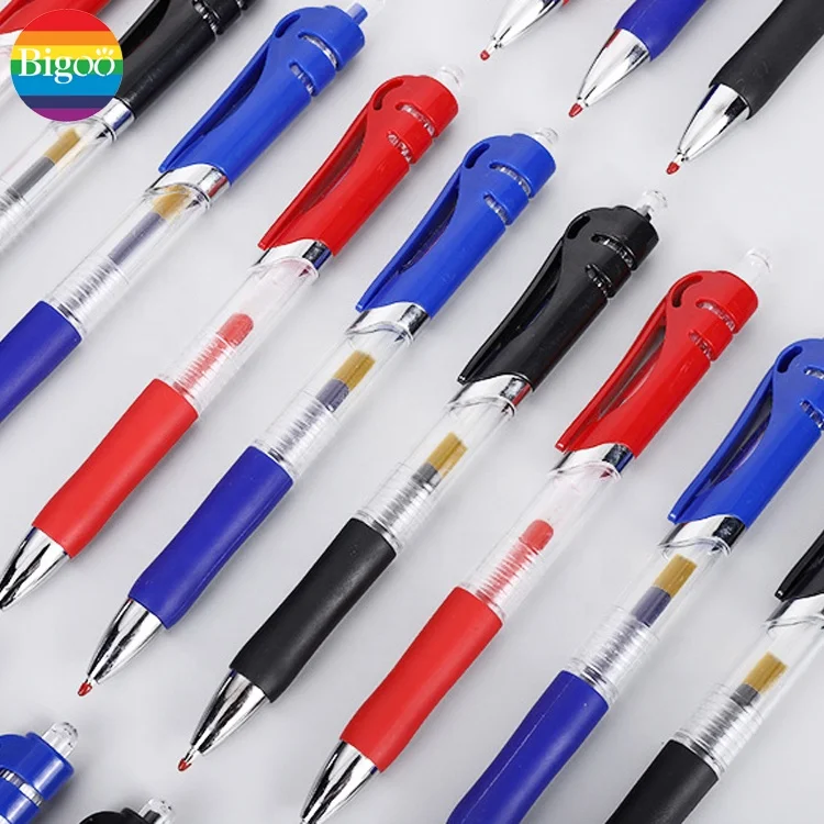 Rolling customized retractable click pen with big capacity blue black red signature roller gel ink pen for office and school