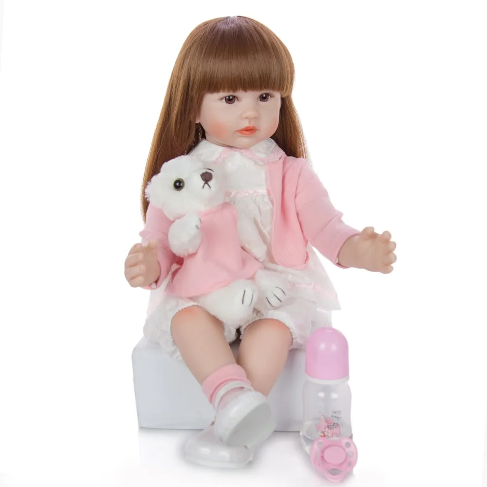 Keiumi Детские куклы реборн реалистичные 60 см Новинка, ручная работа, мягкие виниловый тканевый фон для фотостудии тела принцесса длинные волосы куклы девушки на день ребенка, подарок для детей на день рождения