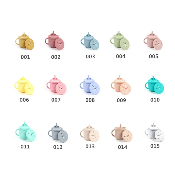 Eco friendly custom logo and color PBA free dishwasher 2 in 1 with straw food grade silicone sippy & snack cup
