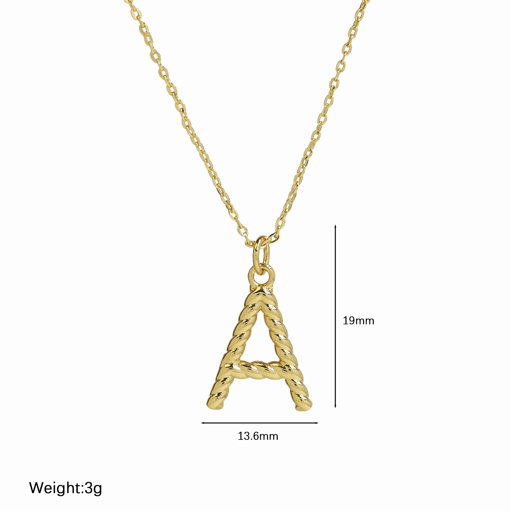 Brass Twist Initial Necklace Fashion Jewelry Letter Pendants For Necklace Couples Gold Necklace Women Men
