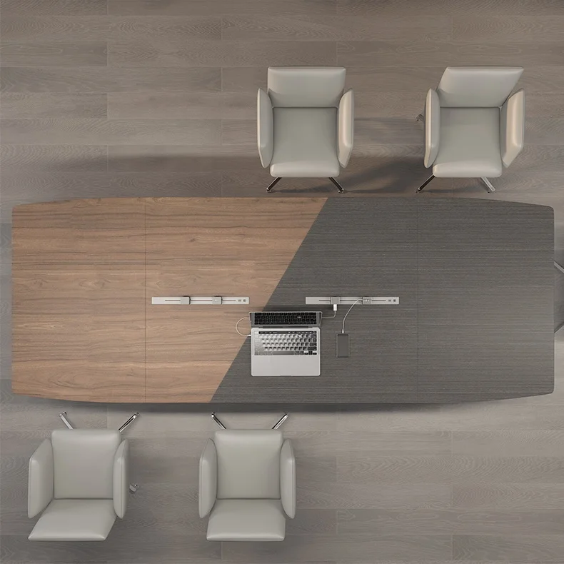 Modern New Design Board Room Furniture Table De Reunion Walnut Conference Meeting Table