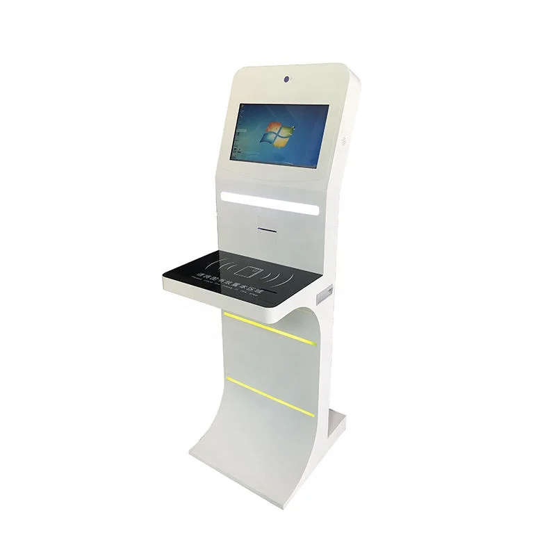 China Factory OEM Unmanned 21.5 Inch Touch Screen Library Book Return Self Service Kiosk with Barcode Scanner