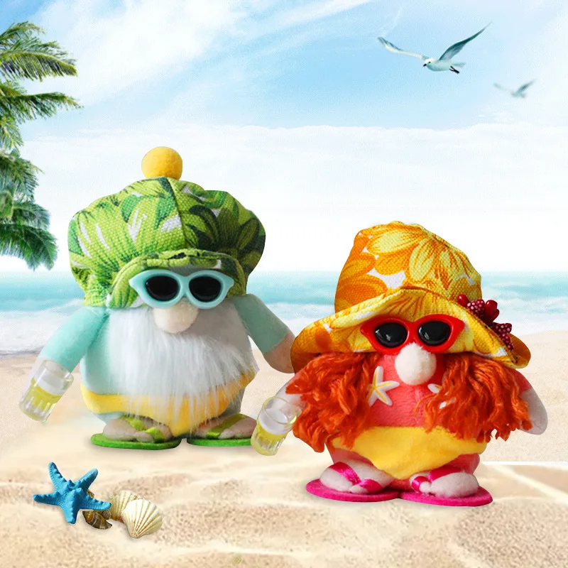 Cartoon cute beach dwarf doll seaside bikini faceless old man doll creative doll decoration