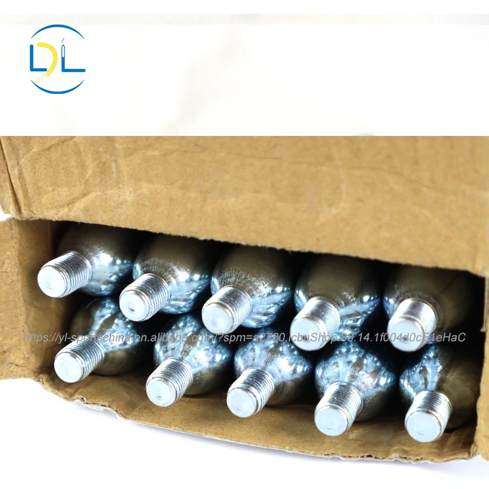 ASDL gas factory wholesale CO2 cartridges are little cans filled with pressurized carbon dioxide gas 16 gram co2 gas cylinders