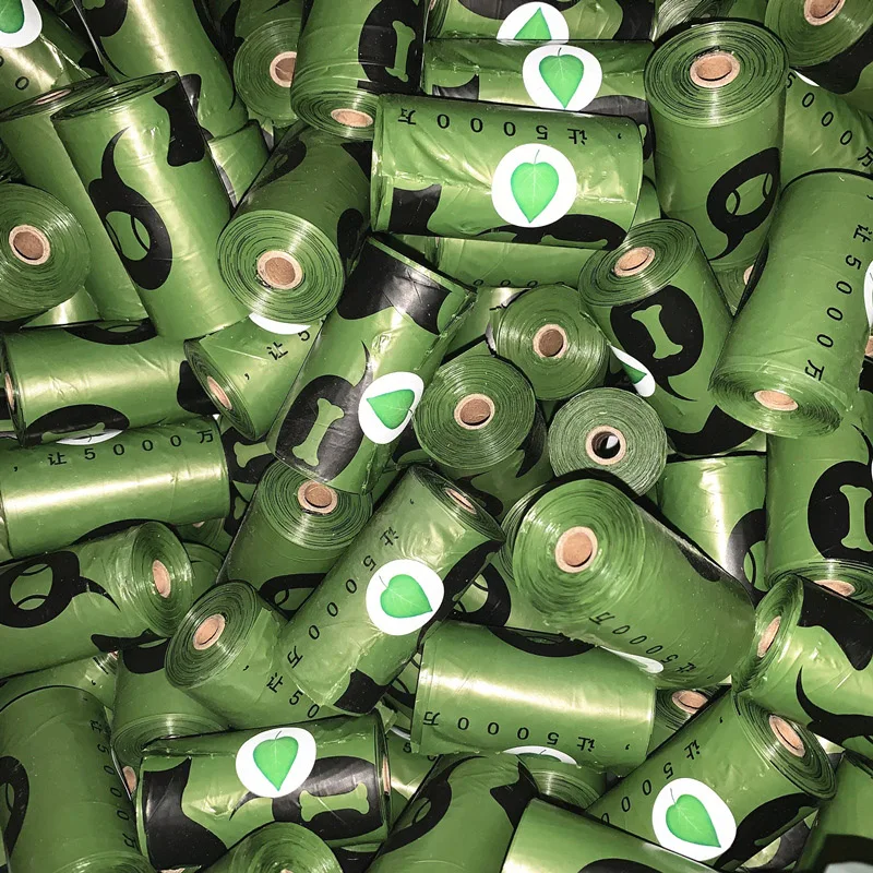 High quality printed degradable dogs pet poop bags and go out portable garbage bags with dog waste holder