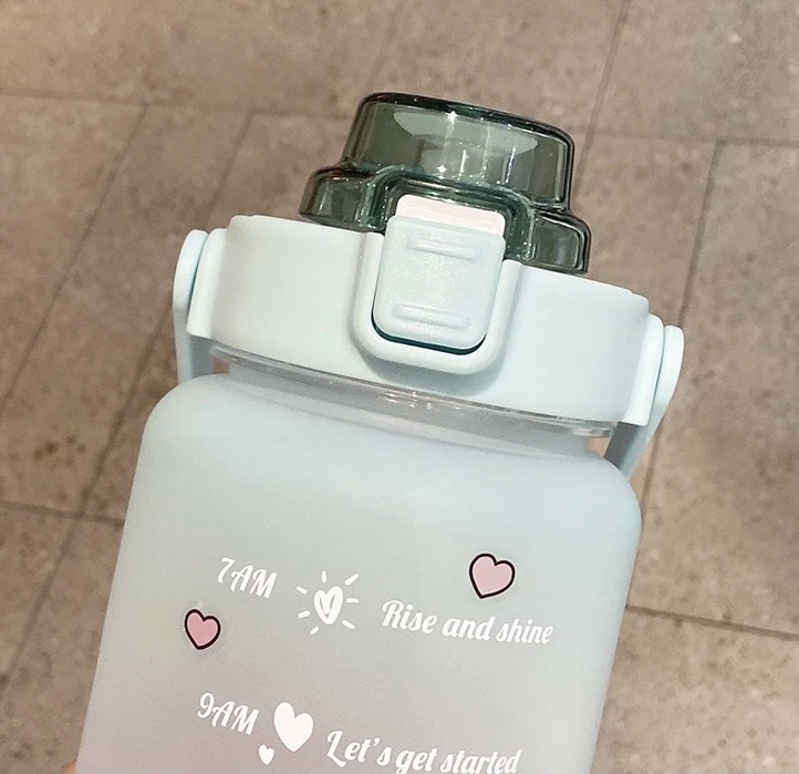 2L Motivational Water Bottle botol minum Hot Cold Insulated Metal Drink Bottle With Straw