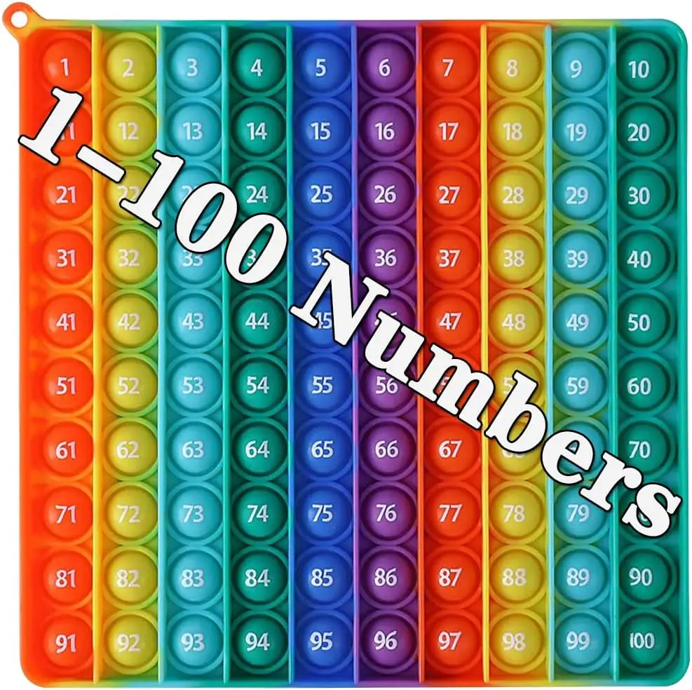 Big Size pop Math Toys , Rainbow Square Fidget Ttoy 100 bubbles Stress Relieving Fidget Game for Teachers