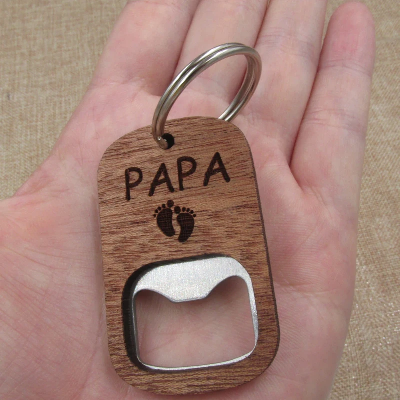 Factory Custom Wood Beer Bottle Opener For Wedding Bar Corkscrew Party Gift Promotion Advertise Wooden Handle Opener Keychain