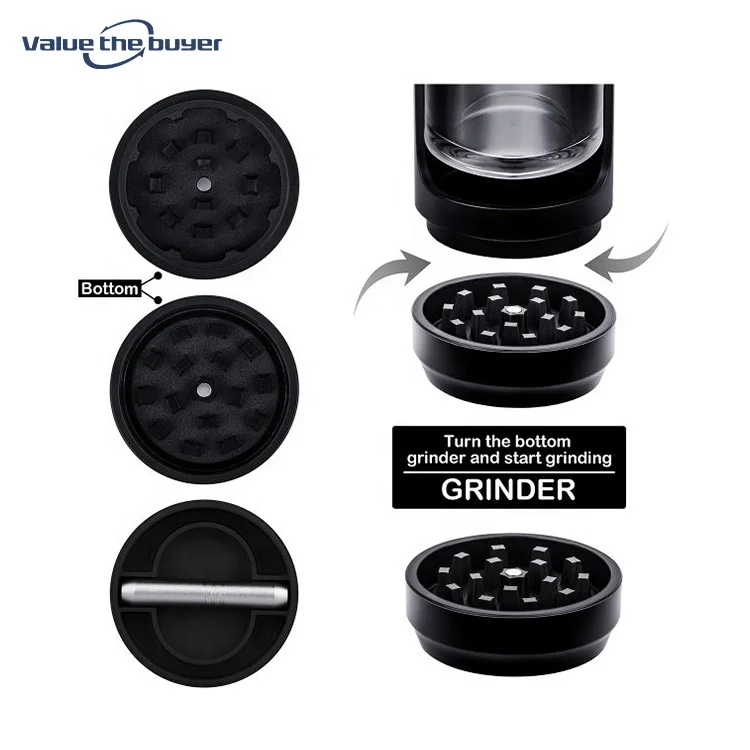 Custom logo Plastic and Glass Light- up LED Air Tight Storage Jars Herb grinder