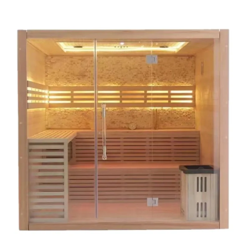 Household wooden sweat steam room with built-in recliner physiotherapy and health steam sauna can be customized