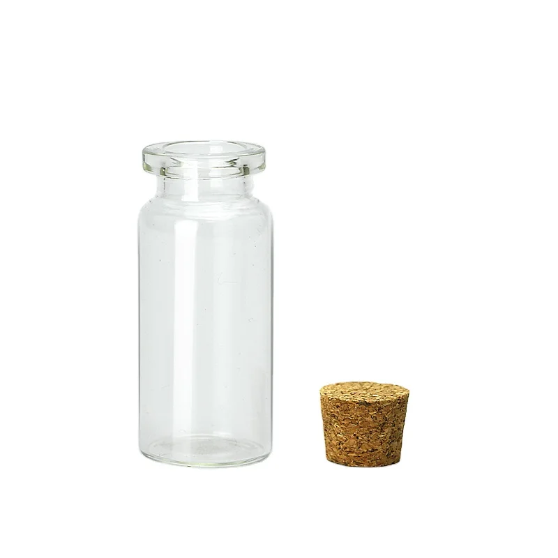 Small Empty Clear 10ml 10 ml corked glass vials  bottles With Cork Stopper for Lab Test Samples Medicine packaging