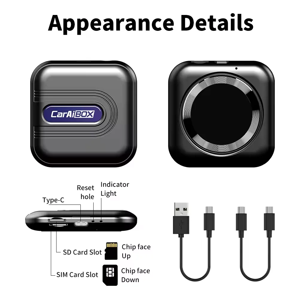 Wireless CarPlay Android 13.0 Auto USB Adapter QCM6125 8-Core CPU  With SIM Wired Android Auto Car play Android Ai Box
