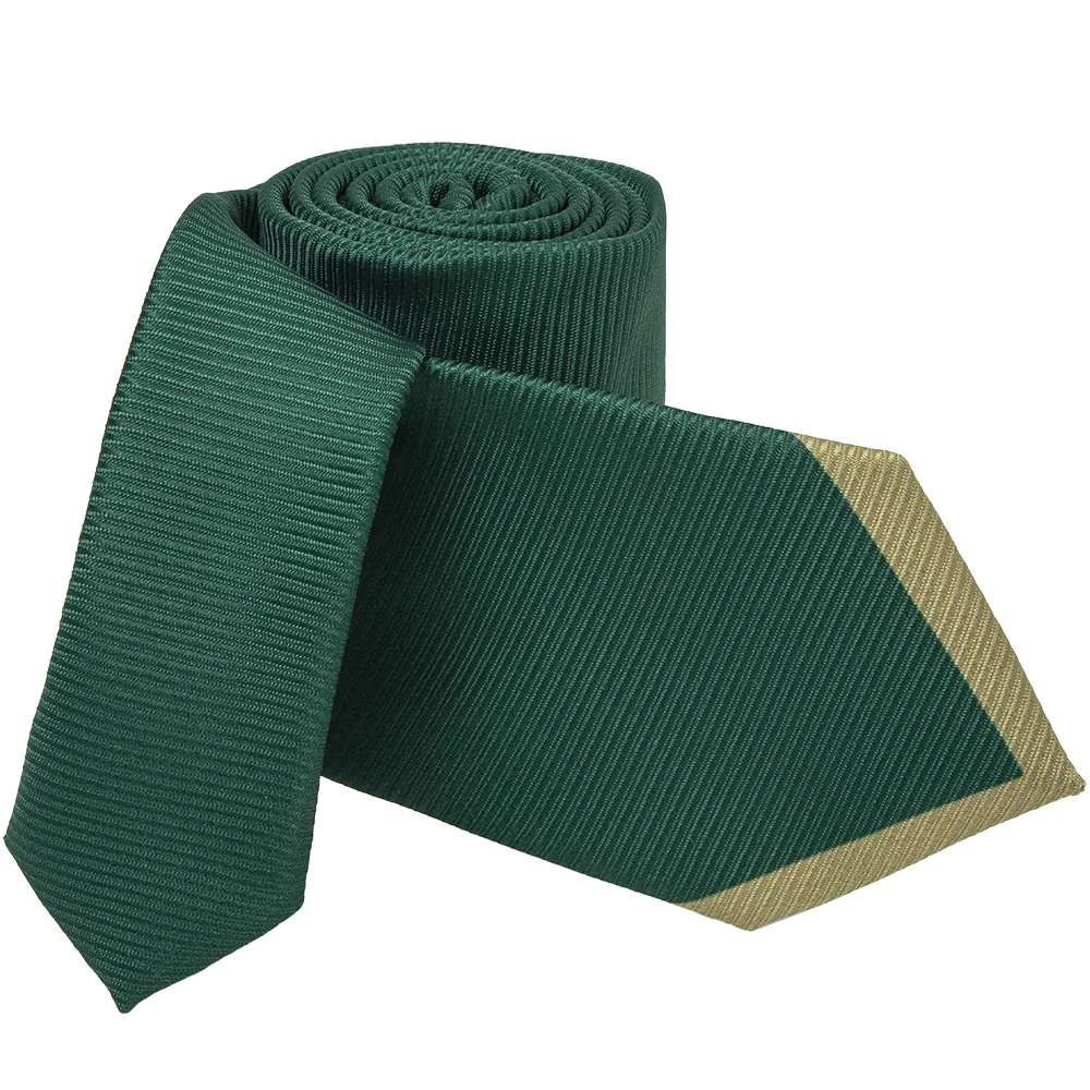 Cheap 100% Polyester Necktie Green Printed With Khaki Arrow On Big End School Neck Ties For Children Custom Tie With Logo