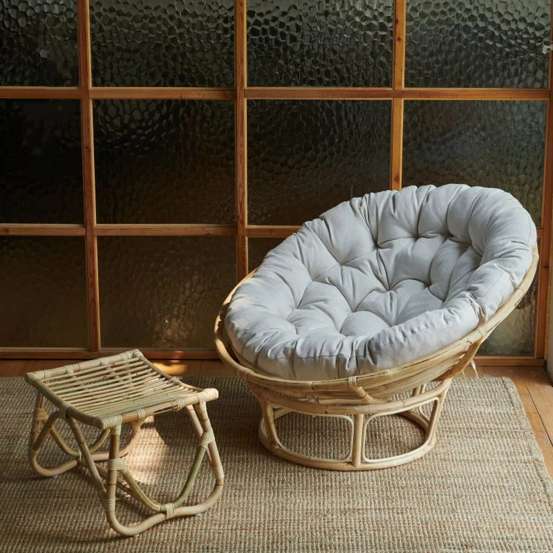 Garden Furniture Leisure Cane Lazy Person Radar Chair Living Room Natural Rattan Wicker Papasan Chair With Cushion