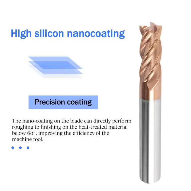 tungsten carbide hrc 60 d8 8mm 4f square end mill 60hrc endmill hrc60 flat endmill for alloy steel suppliers