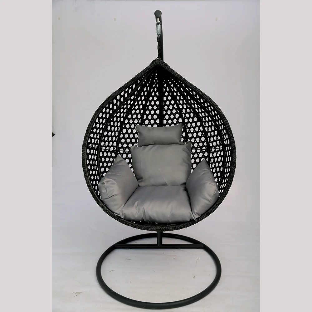 Hot Selling Design Style Modern  Outdoor Furniture Balcony Rattan Egg Pod Hanging Cushion Chair Patio Swing Egg Chair With Stand