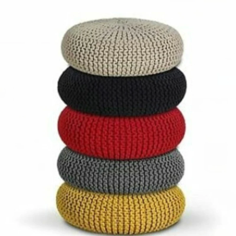
manufacturer direct modern style bean bag round pouffe knit handmade ottoman pouf for home  (62440917607)