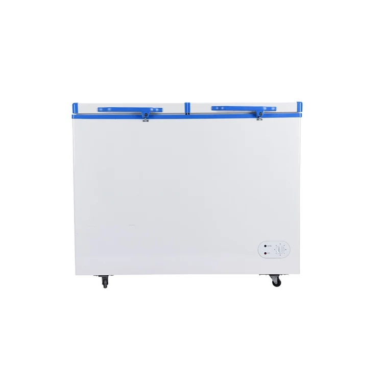 AC/DC horizontal 268 liters ice cream ice lolly fish chicken beef double door double room solar fridge chest freezers