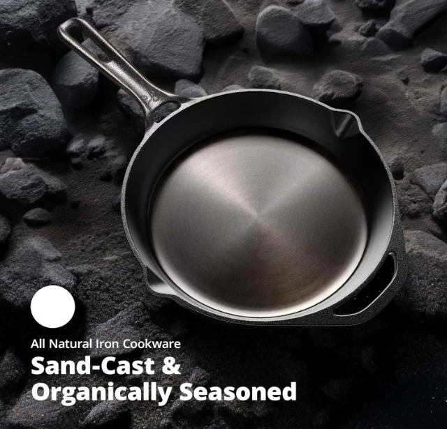 Cast Iron Skillet 10-Inch Pan  Cook Like a Pro with Smooth Milled  Organically Pre-Seasoned Skillet Surface