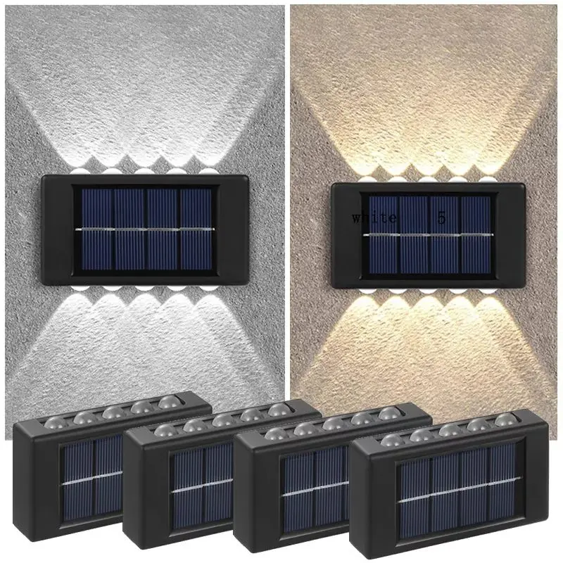 HSX Outdoor Super Bright Ip65 Waterproof Household Garden Yard Decoration Lighting Up Down Luminous 6 Led Solar Wall Lamp Light