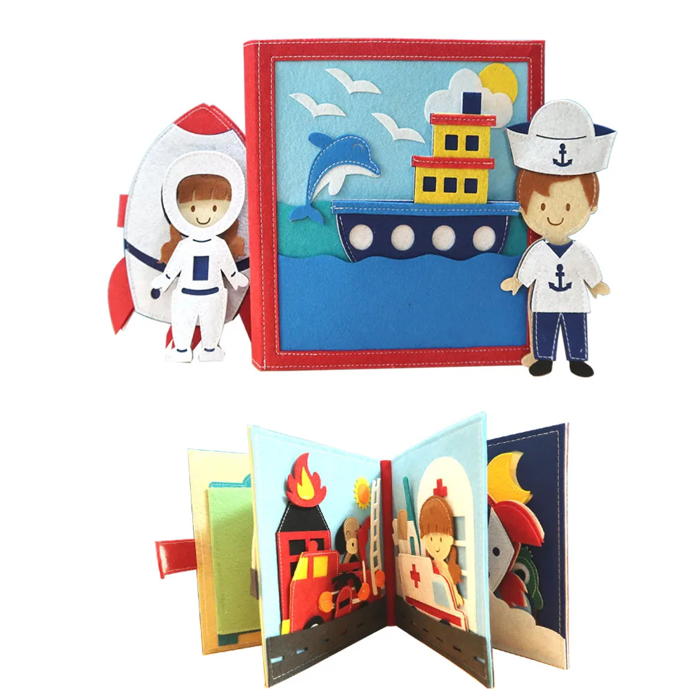 Factory New Montessori Toys Book Felt Job Learning Quiet Book Soft Cloth Creative Kids Roleplay Felt Book