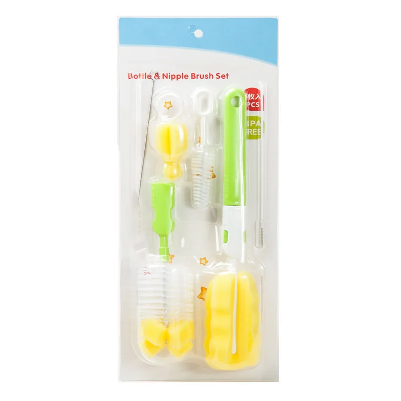 AliGan baby bottle brush clean nipple with sponge 6-piece set cleaner long handle kitchen wire scrub for washing household use