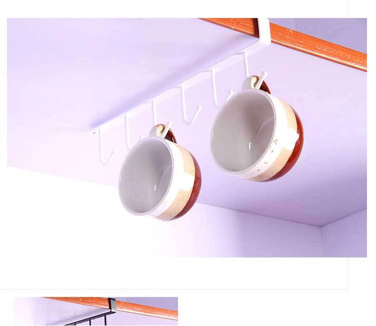 2PCS Under Flat Bottom Cabinet Mug Holder Drilling Free Coffee Cups Holder For Kitchen Belts Scarf Hanging