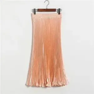 OEM Autumn Winter High End New Pleated Waisted A-line Multicolor Skirt for Women