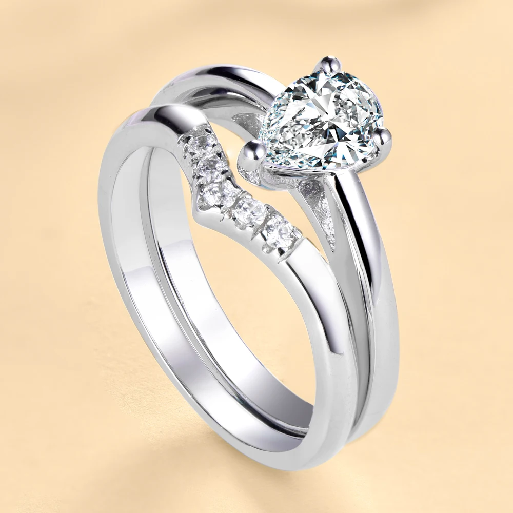 Fashion Rings For Women Pear Cut Ring Sterling Silver 925 Engagement Rings