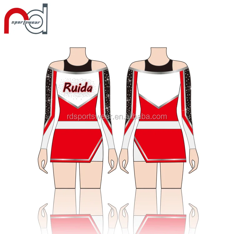 Custom fashion spandex cheerleading competition uniforms with rhinestone cheer apparel