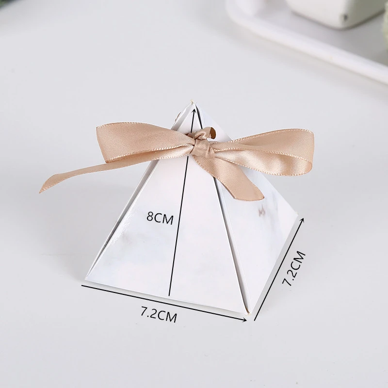 Wedding Candy Box Carton Pyramid Wedding Supplies Gift Wedding Candy Box Baby Show Chocolate Packing With Ribbon