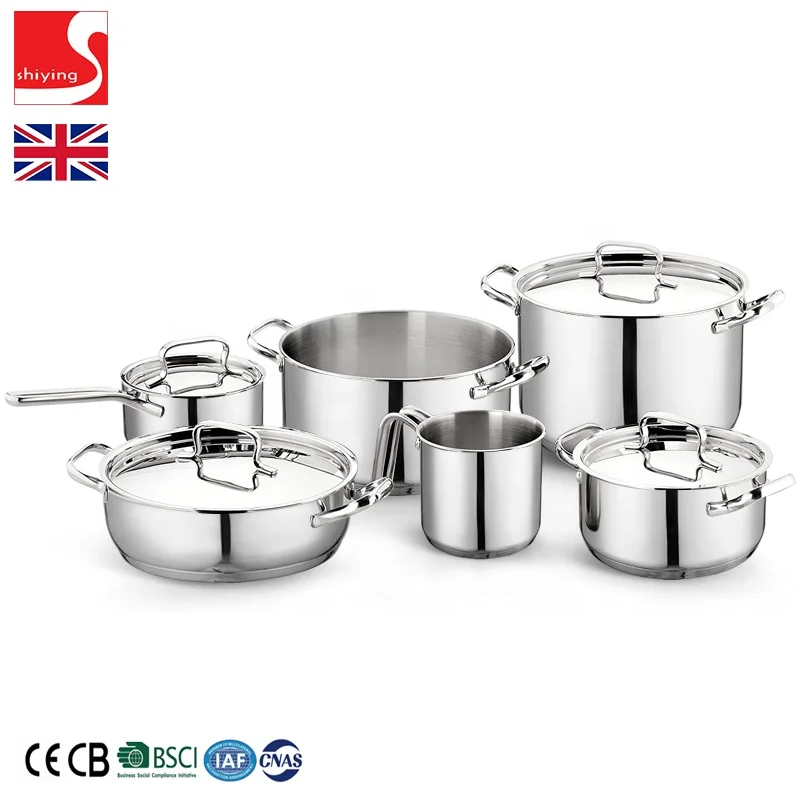 SY-Kitchenware Frying Pan and Saucepan Set With Lids Stay Cool Handles Stainless Steel Pan Set 5 Piece