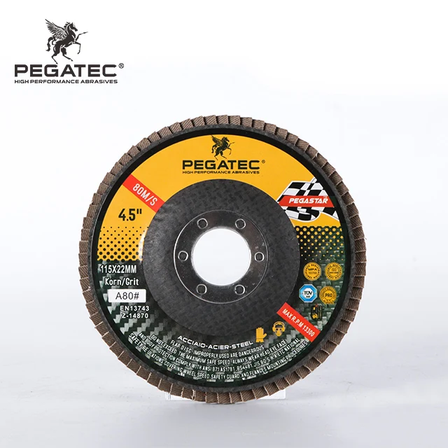 PEGATEC 4' 4 1/2 Inch 7' 9' Grit 40 60 80 120 Aluminum Oxide Steel Grinding Stainless Steel Flap Disc Wheel