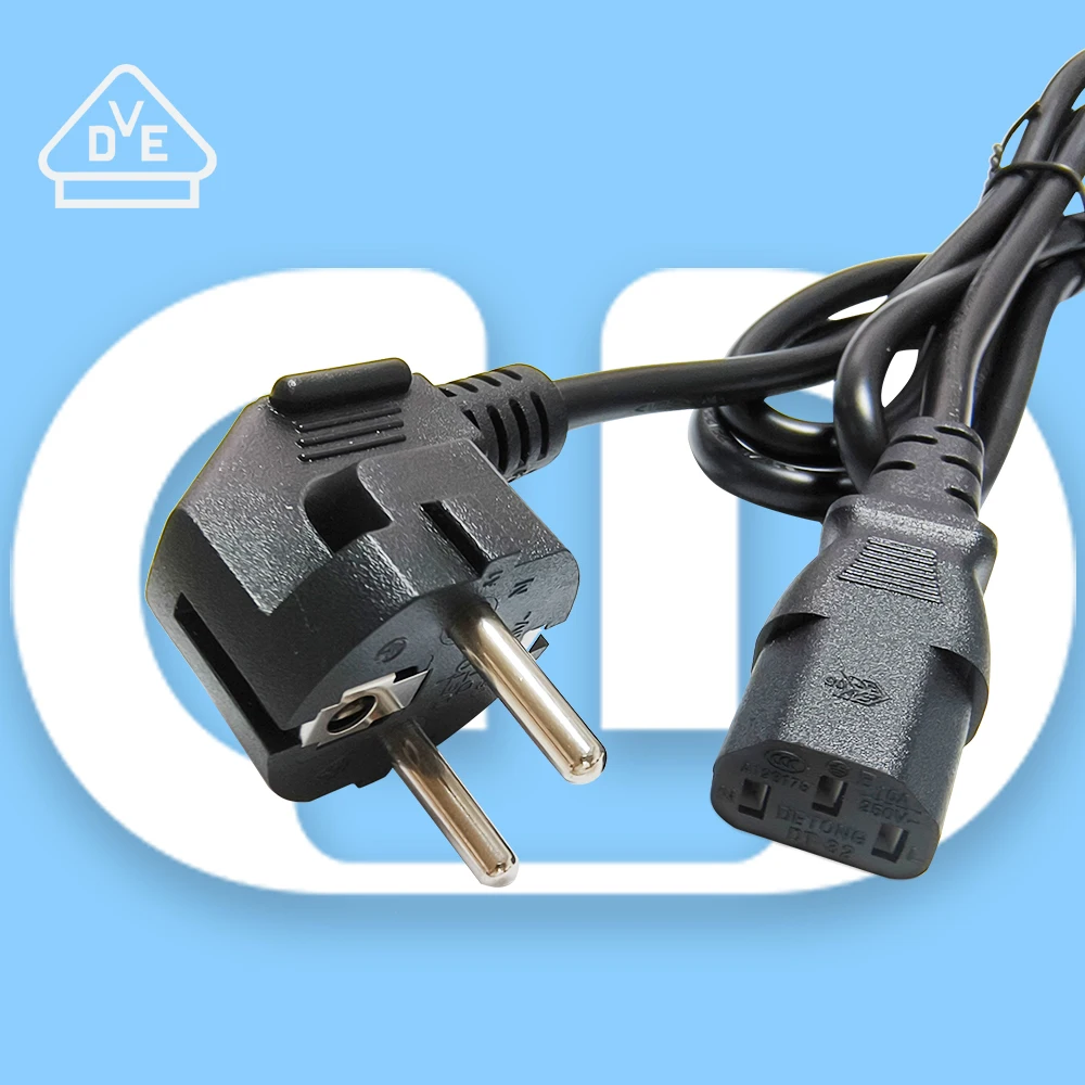 New Material PVC Insulated EU Three PIN laptop power cord 2 Cores Extension Cable