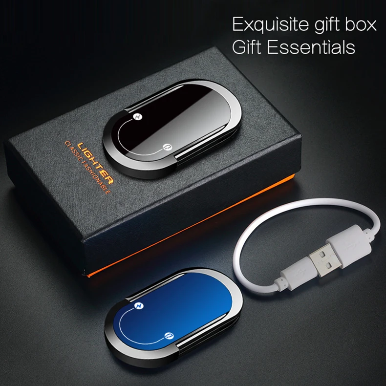 Custom logo electric lighter usb rechargeable color flame lighter windproof portable lighter gifts for men and women