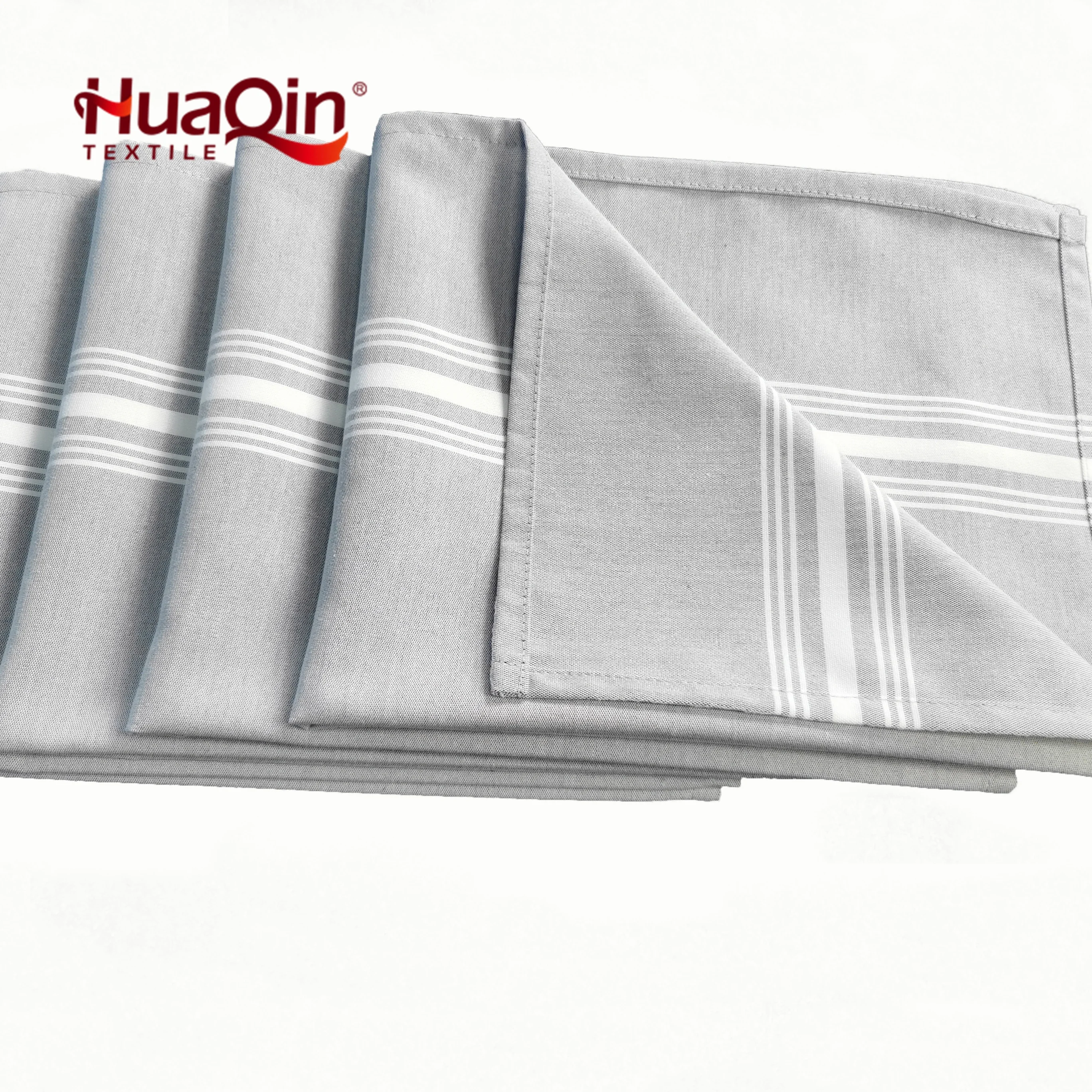 Reversed Bistro Strip Decoration Pure Spun Polyester Table Linen Napkins