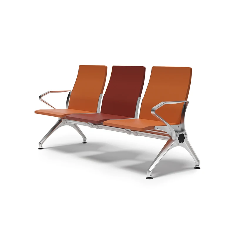 Popular Modern  Design Aluminium Alloy 3 Seaters Commercial Office Furniture Full Pu Airport Style Waiting Chairs
