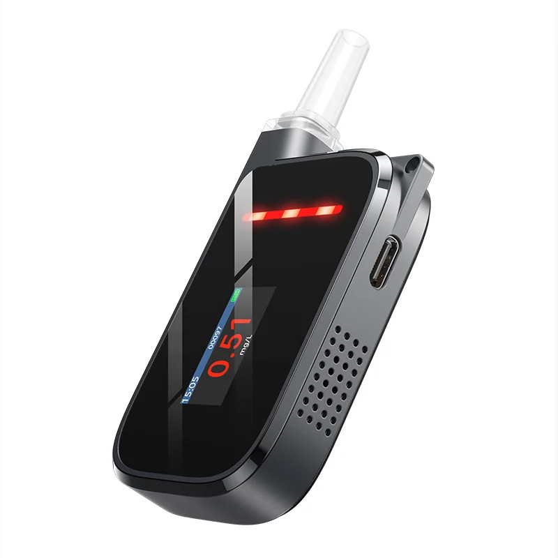 Best selling fuel cell sensor alcotest portable alcoholmeter keychain breathalyzer machine mouthpiece alcohol tester Mr black-H2