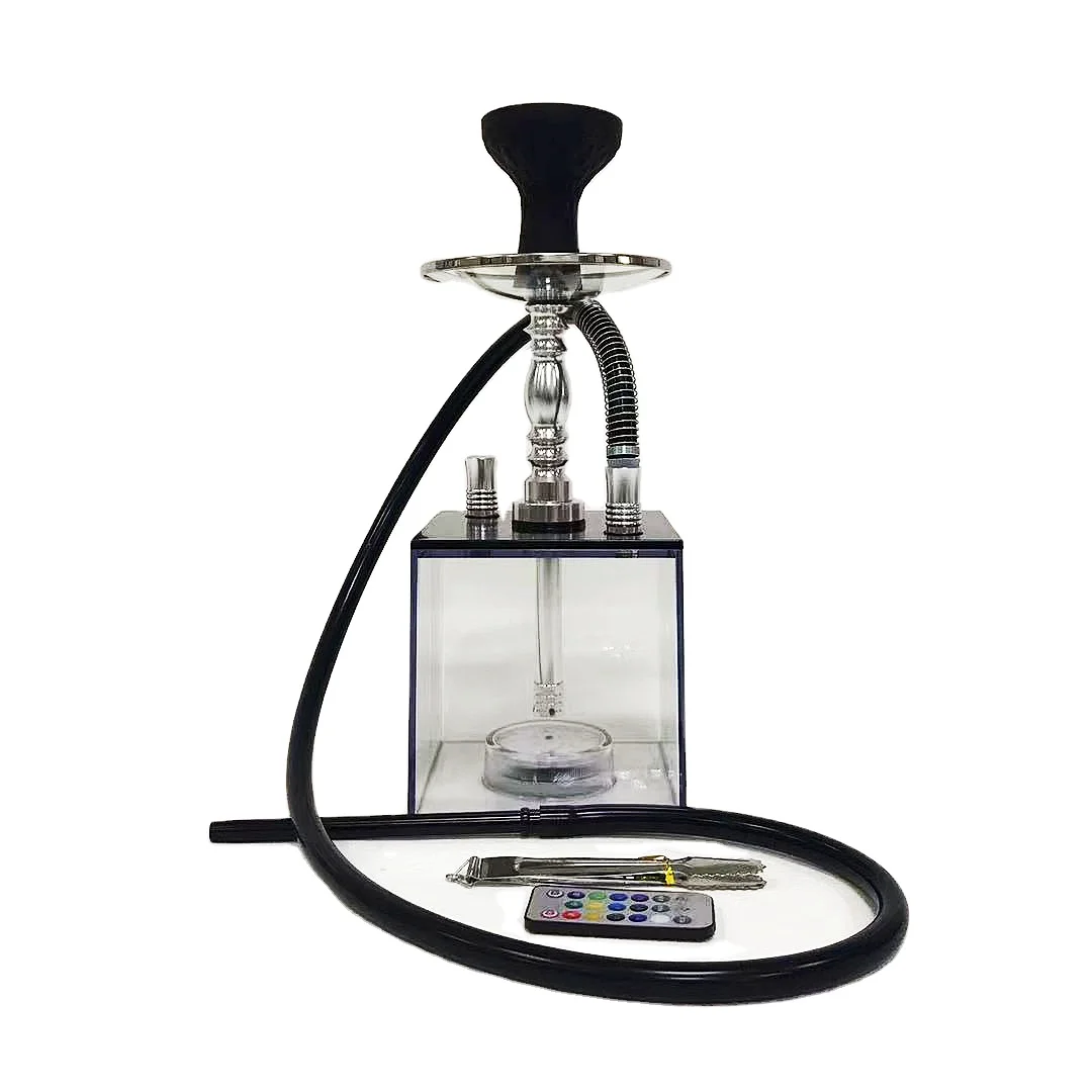 Wholesale amazon hot sale shisha travel electronic hookah chicha acrylic portable hookah with led light