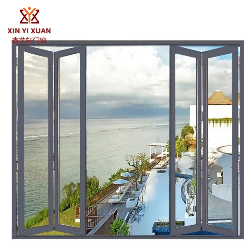
Guangzhou Manufacturer modern interior glass doors aluminum glass folding door frame material Bathroom folding doors 