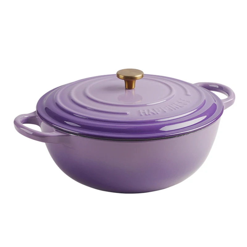 Cast Iron round Dutch Oven Pots Pans Classic Chinese Design Single Double Handle Kitchen