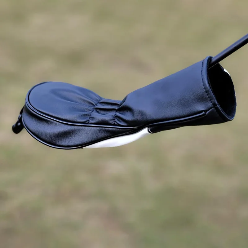 Lychee pattern black golf barrel shape driver wood blank 460 cc headcover cover with golf tee holders