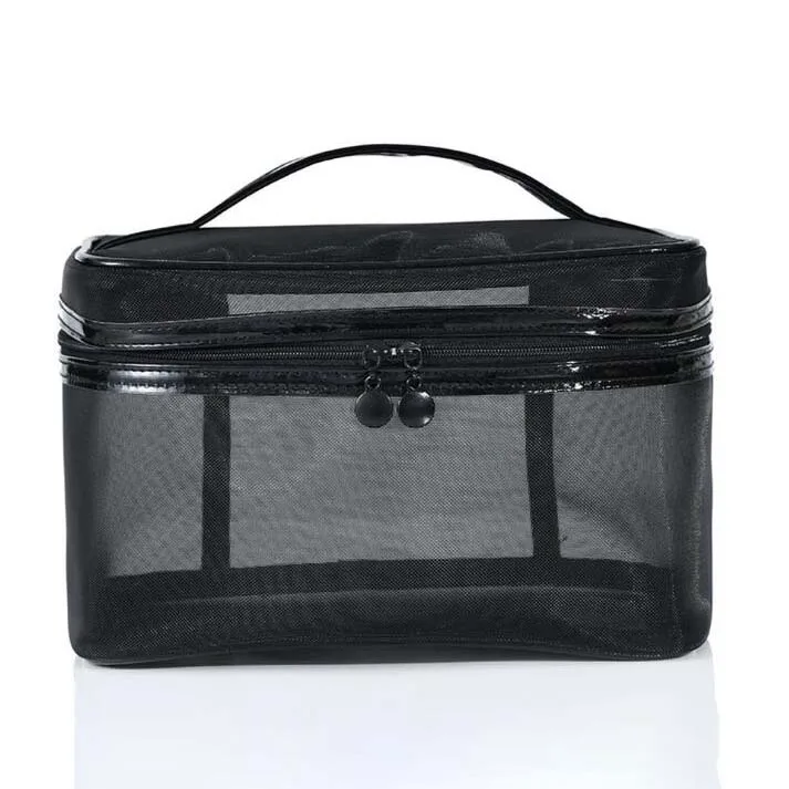 travel mesh cosmetic storage bag set clear makeup pouch cosmetic bag for men and women