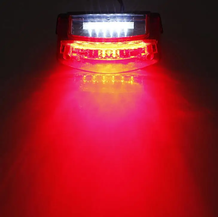 12V Moto Rear Lights Lamp Cafe Racer Taillight LED Motorcycle Tail Brake Stop Light Chopper Bobber Scooter Refit 16*6*9CM CN;SHG