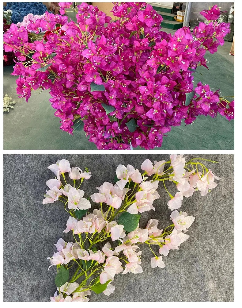 Wholesale Wedding Decor Garden Artificial Triangle Plum Bougainvillea Branches Plant Tree Silk Flowers