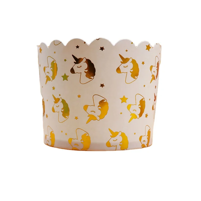 6 cm base unicorn baking cupcake muffin paper cup gold stamping white cupcake liners for muffin